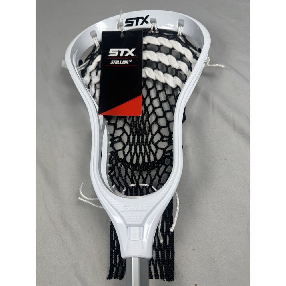 STX Stallion 50 Lacrosse Stick Complete White Black Mesh Attack Midfield - Picture 2 of 8